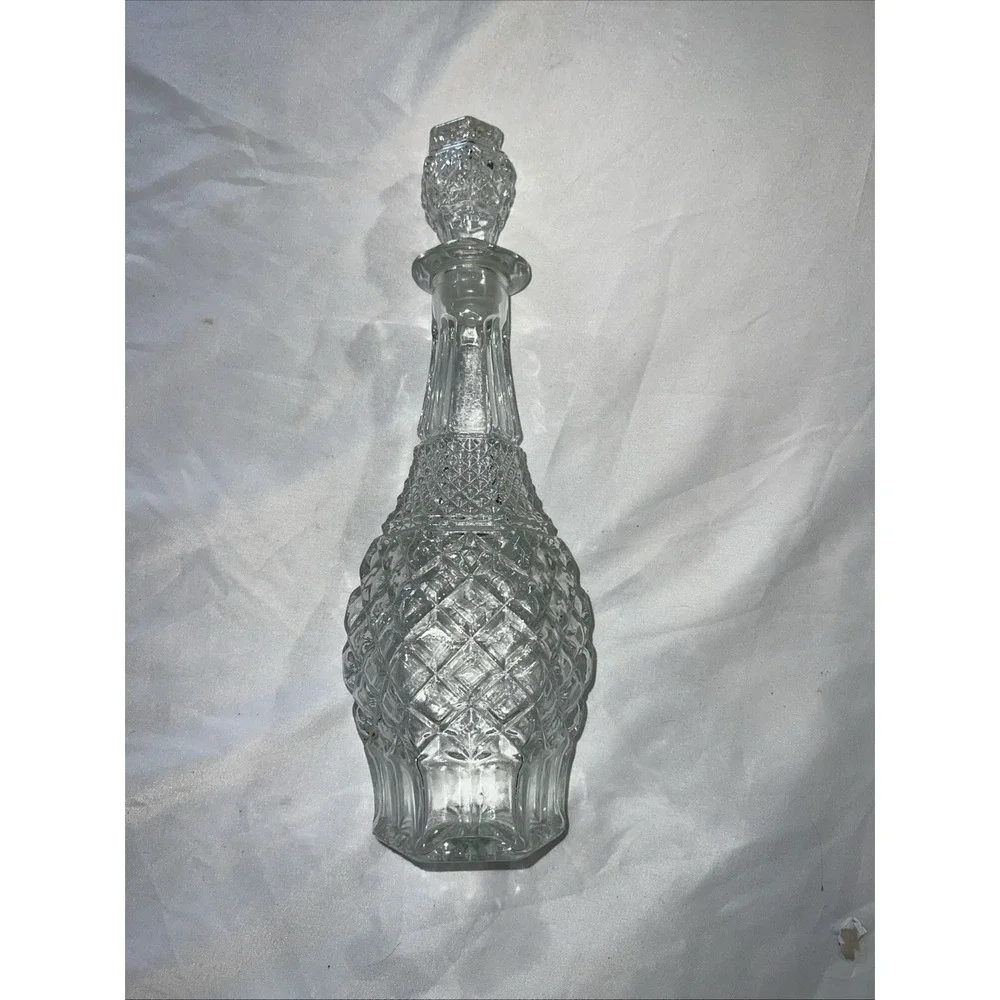 Vintage Anchor Hocking 32oz Glass‎ Wexford Pattern Decanter Bottle & Stopper